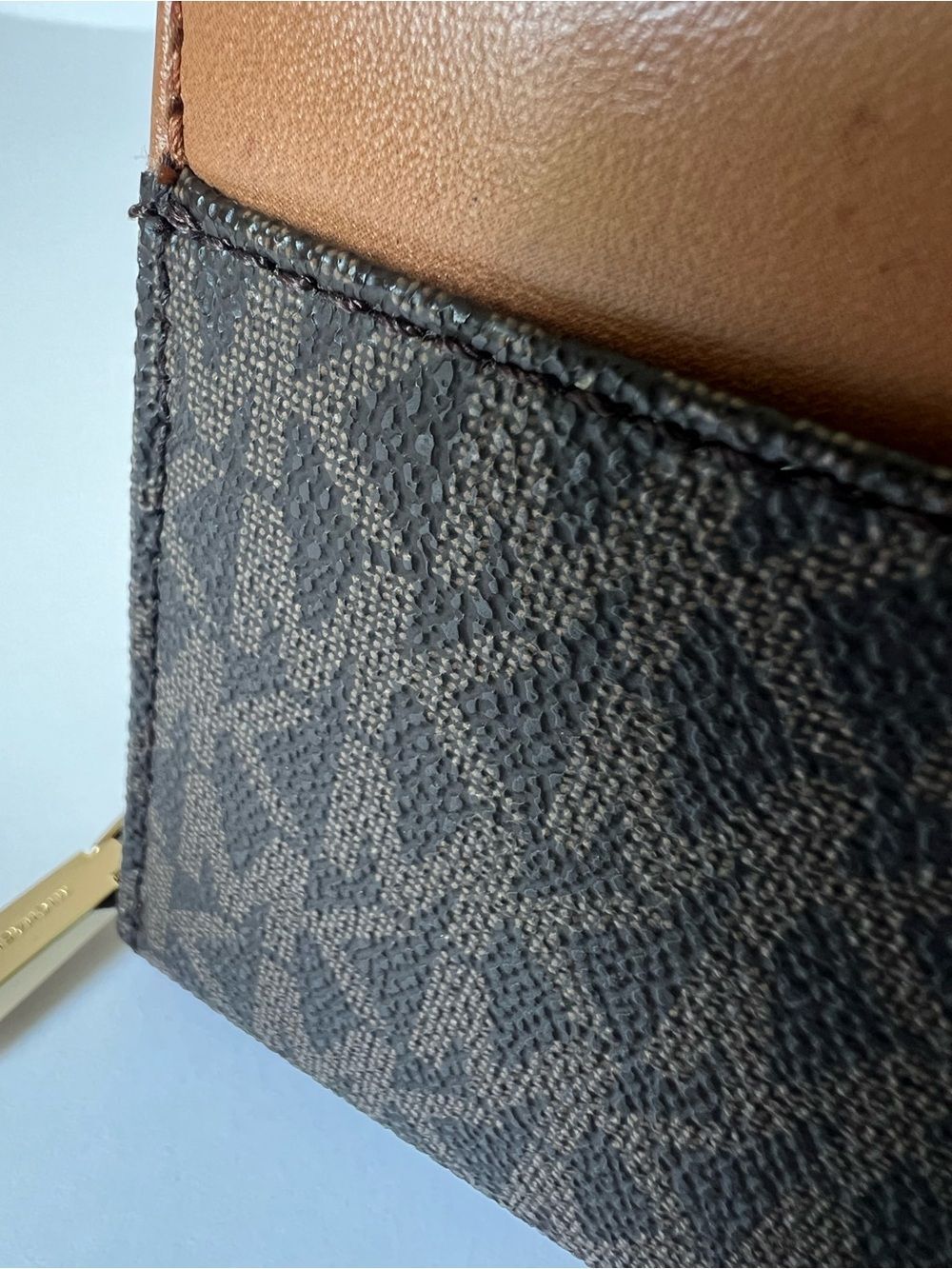 Michael Kors Mercer Signature Monogram Zip Around Continental Wallet Brown - Picture 9 of 15